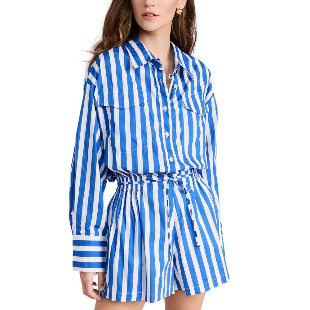Faithfull The Brand Striped Blue Isole Romper Size XS